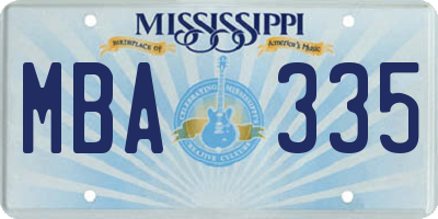 MS license plate MBA335