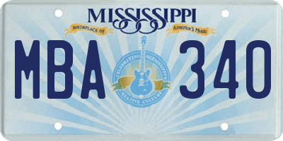 MS license plate MBA340
