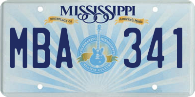 MS license plate MBA341