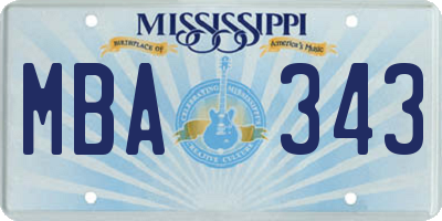 MS license plate MBA343
