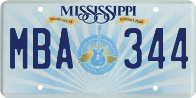 MS license plate MBA344