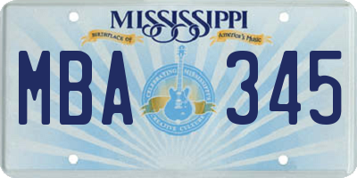 MS license plate MBA345