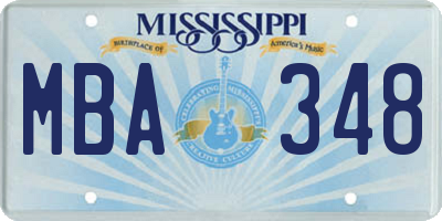 MS license plate MBA348