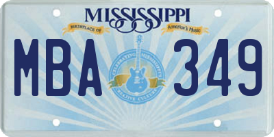 MS license plate MBA349