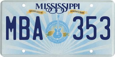 MS license plate MBA353