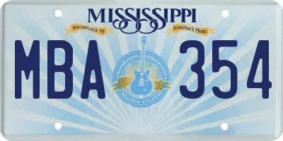 MS license plate MBA354