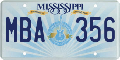 MS license plate MBA356