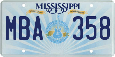 MS license plate MBA358