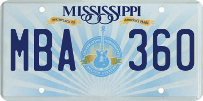 MS license plate MBA360