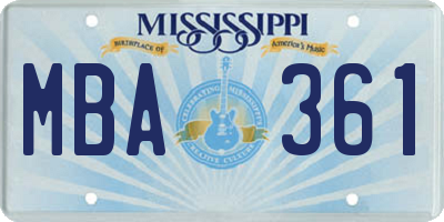 MS license plate MBA361