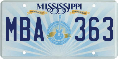 MS license plate MBA363