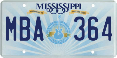MS license plate MBA364