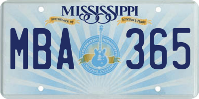 MS license plate MBA365