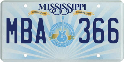 MS license plate MBA366