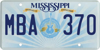 MS license plate MBA370