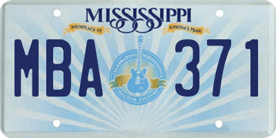 MS license plate MBA371