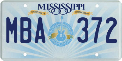 MS license plate MBA372