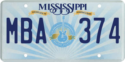 MS license plate MBA374