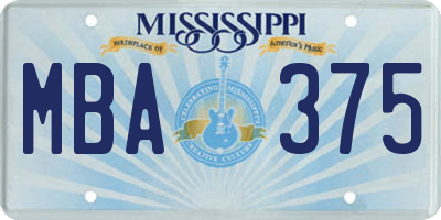 MS license plate MBA375