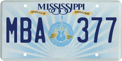 MS license plate MBA377