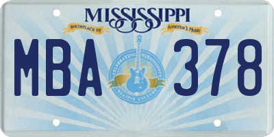 MS license plate MBA378