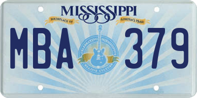 MS license plate MBA379