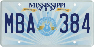 MS license plate MBA384