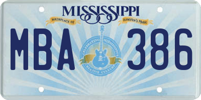 MS license plate MBA386