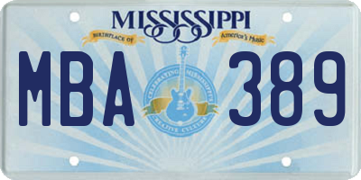 MS license plate MBA389