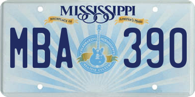 MS license plate MBA390