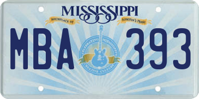 MS license plate MBA393