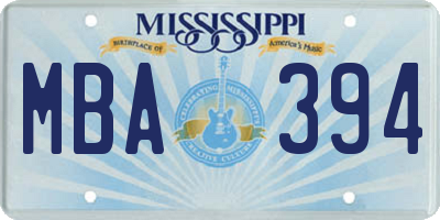 MS license plate MBA394