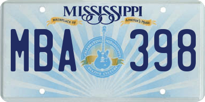 MS license plate MBA398