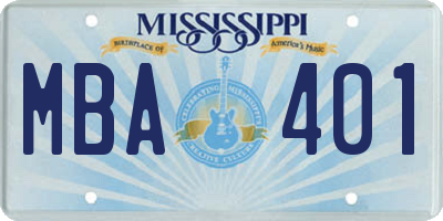 MS license plate MBA401