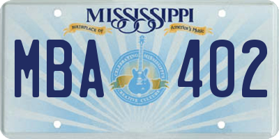 MS license plate MBA402