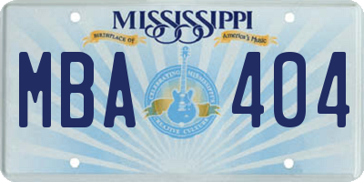 MS license plate MBA404