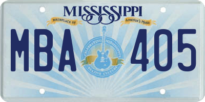 MS license plate MBA405