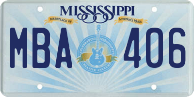 MS license plate MBA406