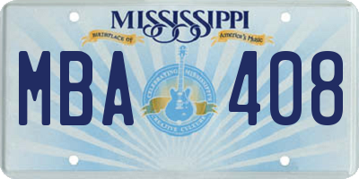 MS license plate MBA408
