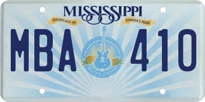 MS license plate MBA410