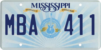 MS license plate MBA411