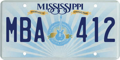 MS license plate MBA412