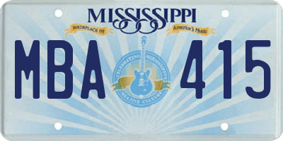 MS license plate MBA415