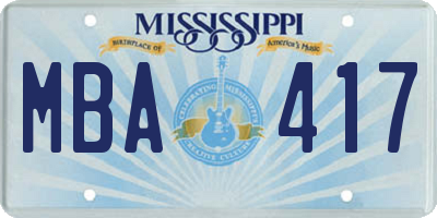 MS license plate MBA417