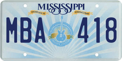 MS license plate MBA418