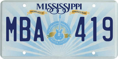 MS license plate MBA419