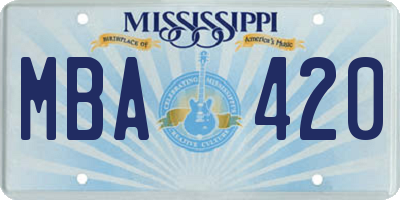 MS license plate MBA420