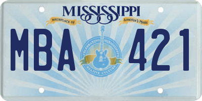 MS license plate MBA421