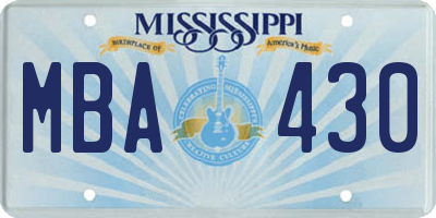 MS license plate MBA430