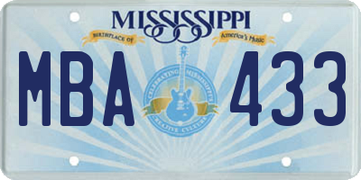 MS license plate MBA433